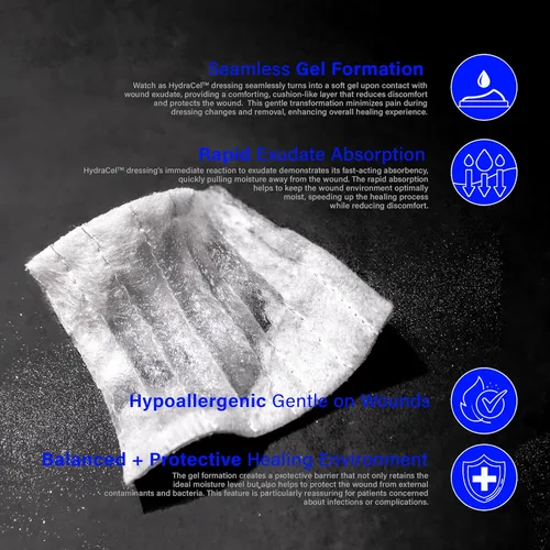 Vista 6 de EVERLIT HydraCel Apósito Hidrofibra estéril de doble capa con costuras Almohadilla avanzada extra absorbente para el manejo de heridas