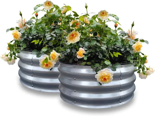 Vista 106 de GARDMAX 2x2x1FT Galvanized Round Raised Garden Bed Kit, Metal Planter Boxes Outdoor with Easy Assembly, Large Garden Bed for Vegetables, Fruits