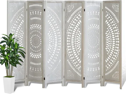 Vista 15 de Panel divisor de habitación de 4 paneles, pared divisora de habitación de 5.6 pies de alto y pantalla de privacidad plegable, panel divisor de pared