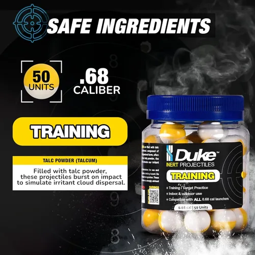 Vista 4 de Duke Inert Projectiles - 68 pistolas de entrenamiento de munición Cal, proyectiles de polvo no letal calibre 68, bolas de defensa personal, pistola