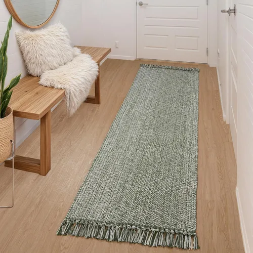 Vista 97 de Collive Alfombra de Baño Negra, 2' x 3' Tejida a Mano Lavable Alfombras Pequeñas de Cocina, Alfombra de Entrada Reversible de Algodón Alfombra