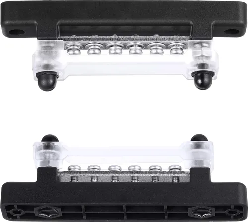 Vista 5 de Weewooday Barra de bus de 12 V 150 A con tapa, mini bloque de terminales de distribución de energía con barra de bus de 10 cuadrillas, 6 tornillos