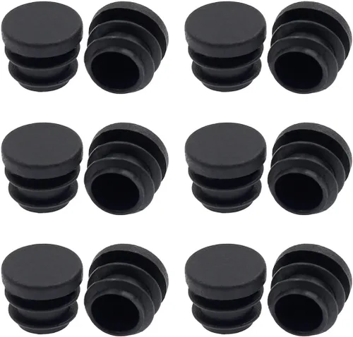 12 tapones redondos de plástico de 0.630 in (5/8 pulgadas), tapa redonda de plástico negro, tapa de extremo de tubo de tubería, enchufe de acabado