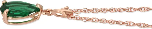 Vista 2 de Galaxy Gold GG Collar de oro rosa macizo de 14 quilates con forma de pera de 1,00 quilates de esmeralda auténtica de alto pulido, grado AAA