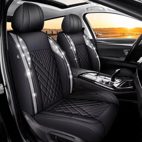 Vista 10 de TTX LIGHTING Fundas de asiento de coche transpirables para Nissan Rogue 2014-2024 2025: cuero y seda de hielo 2 protectores impermeables