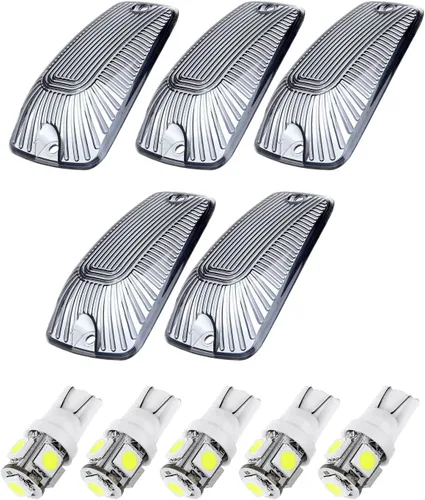 CCIYU 5x Lámpara indicadora para techo de cabina humo + 5x focos LED Blanco T10 194 W5W 168 para Chevy GMC 1988 – 2000 Chevrolet 1988 – 2000 GMC