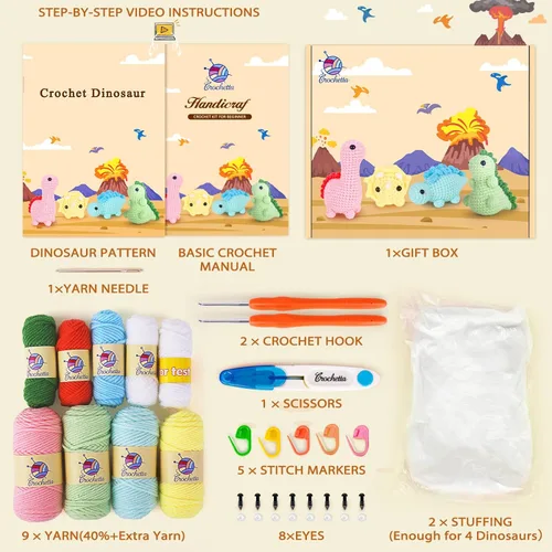 Vista 37 de Crochet Kit for Beginners, Beginner Crochet Kit for Adults with Step-by-Step Video Tutorials, DIY Crochet Animal Kits Kids Knitting Supplies