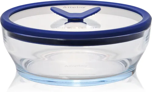 Vista 15 de Anyday Paquete de 2 (4 tazas poco profundas) recipientes de vidrio para almacenamiento de alimentos con tapas de vidrio Preparación de comidas sin