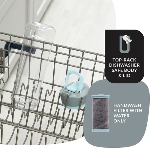 Vista 4 de Contigo Clybourn Botella de agua de plástico con filtro FreeFlow con tapa AUTOSEAL a prueba de derrames 24 onzas, sal