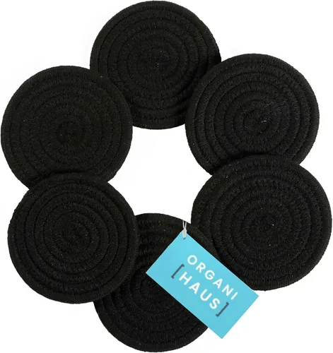 Vista 14 de OrganiHaus Juego de 6 posavasos de algodón absorbente, decoración rústica de estilo bohemio para mesa de café y protección de bebidas, posavasos