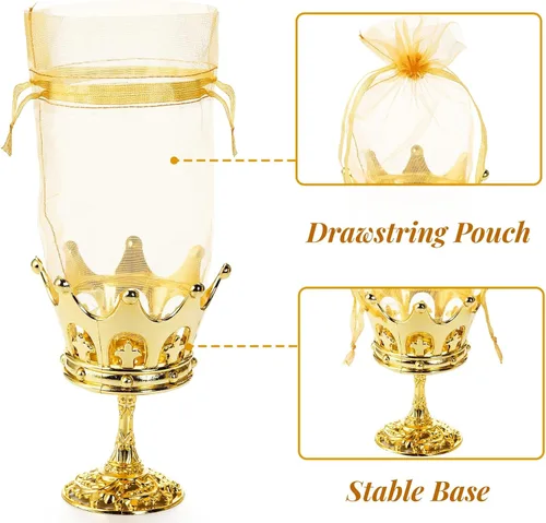 Vista 4 de Noamus Paquete de 30 coronas rellenables con bolsa, copa de plástico dorada con bolsas con cordón, cajas de almacenamiento decorativas para dulces