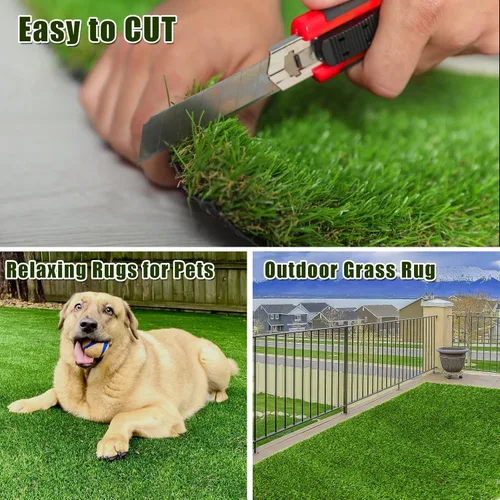 Vista 6 de Weidear Hierba artificial de 3 pies x 3 pies, alfombra de césped artificial de 1.38 pulgadas, alfombra de césped sintético de 4 tonos, césped