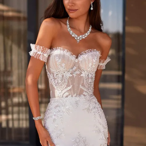 Vista 2 de BriLove - Juego de joyas de boda para mujer con cristales austriacos