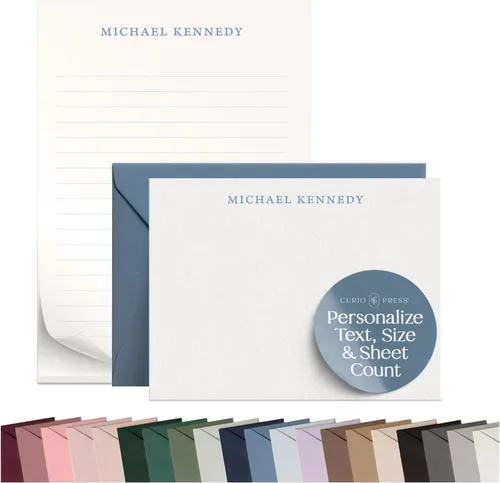 Juego de bloc de notas y tarjetas de notas personalizadas con nombre, tarjetas de notas planas personalizadas y bloc de notas personalizado con