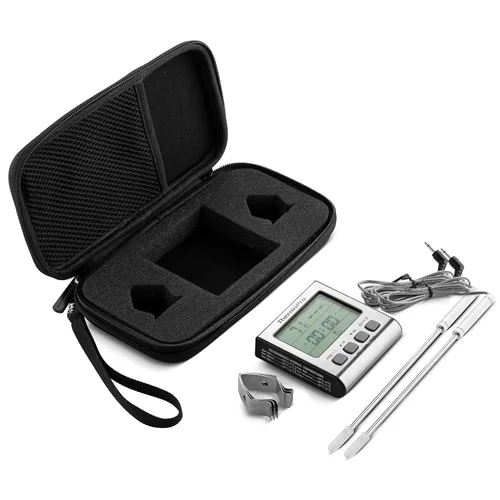 Vista 3 de Caseling Funda rígida para ThermoPro TP17 con doble sonda digital para cocinar carne, termómetro para parrilla de alimentos y soporte de clip