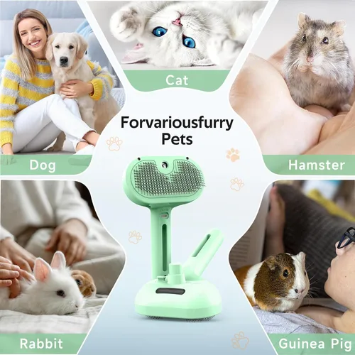 Vista 7 de Cepillo de aseo para mascotas con spray electrónico de niebla - Herramienta suave de eliminación de pelo para gatos y perros, Cepillo de vapor