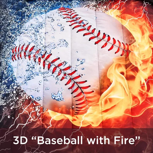 Vista 4 de Andency Edredón de béisbol 3D individual (66 x 90 pulgadas), 2 piezas (1 edredón de béisbol, 1 funda de almohada), juego de ropa de cama deportiva