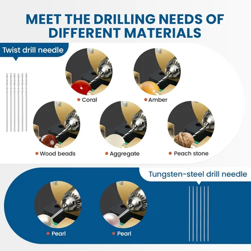 Vista 3 de BAOSHISHAN Máquina de perforación de perlas de 680 W, perforadora de coral, máquina de retención de ámbar, máquina pulidora de cuentas, juego
