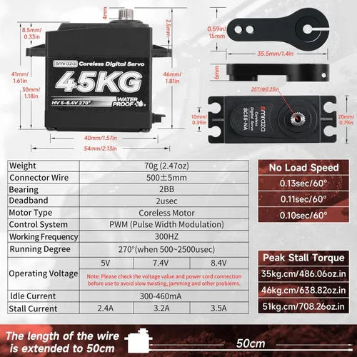 Vista 5 de Servomotor sin núcleo de 99.2 lbs de dirección de alto torque: Smraza 8.4V Servo Digital de acero inoxidable servo impermeable para RC escala 1/10