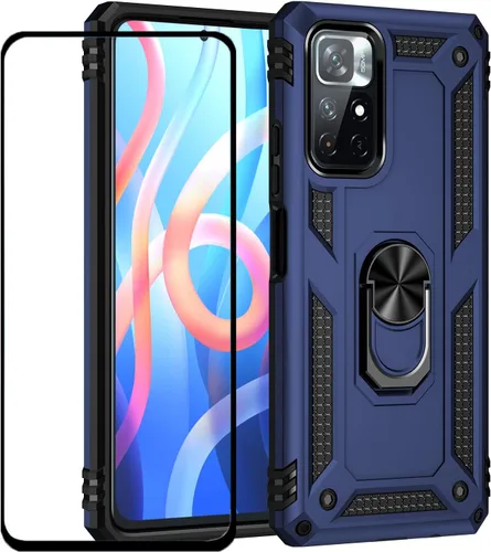 Vista 18 de Funda para Xiaomi POCO X3 NFC /X3 Pro con protector de pantalla, armadura de protección militar híbrida resistente a prueba de golpes, funda Negro