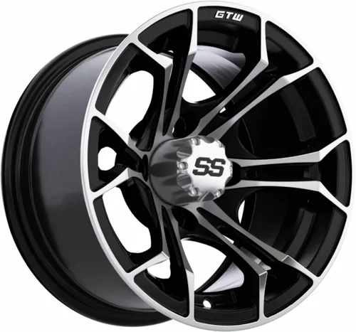 Vista 15 de GTW Spyder - Rueda de aluminio para carrito de golf de 10 pulgadas 10x7 4-4 Perno Desplazamiento 3:4 (Mecanizado/Negro)