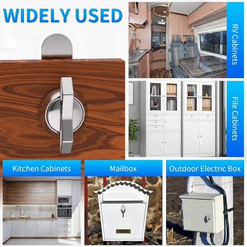 Vista 7 de BEBOBLY Cerradura de leva desplazada de 5/8 pulgadas, 5 compartimentos sin llave para RV, pestillo de cajón de buzón de gabinete, cilindro