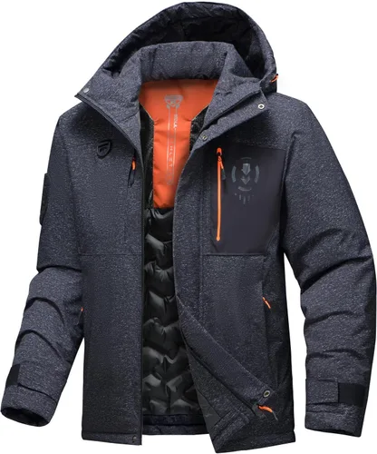 Vista 18 de Chaqueta de invierno para hombre impermeable para esquí y nieve resistente al viento para snowboard chubasquero con capucha con forro cálido