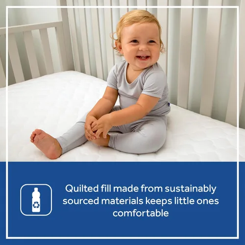 Vista 6 de Funda para colchón Sealy para cuna de niños ajustable e impermeable, 2 unidades. Bordes elásticos de buen ajuste, 100% impermeable, se puede lavar a