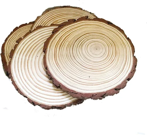 Vista 6 de Paquete de 4 rebanadas redondas de madera rústica de 8 a 9 pulgadas, sin terminar, ideal para bodas, centros de mesa y manualidades