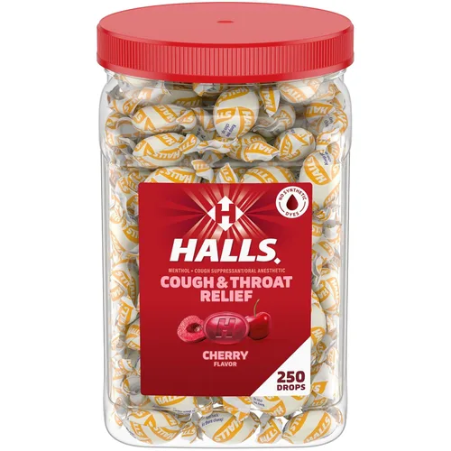 Halls Gotas para la tos y la garganta para aliviar la tos y la garganta, paquete a granel, 250 gotas