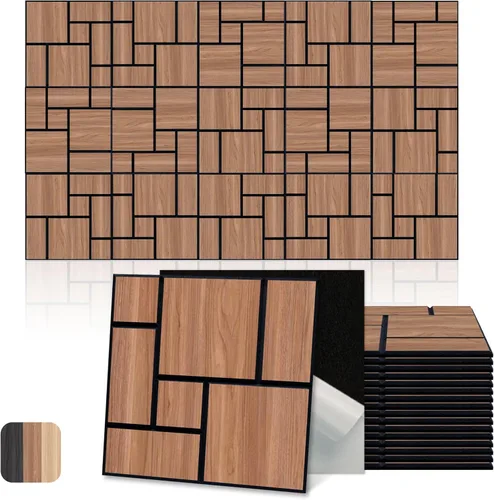 Vista 15 de Mollywell Paneles acústicos hexagonales, nogal S4, 14 x 12 x 0.4 pulgadas, paquete de 12 unidades chapa de madera Paneles de pared de alta