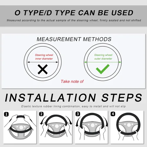Vista 3 de Funda para volante de automóvil, protector de volante de cuero con agarre cómodo de 15 pulgadas con panal 3D, funda envolvente antideslizante