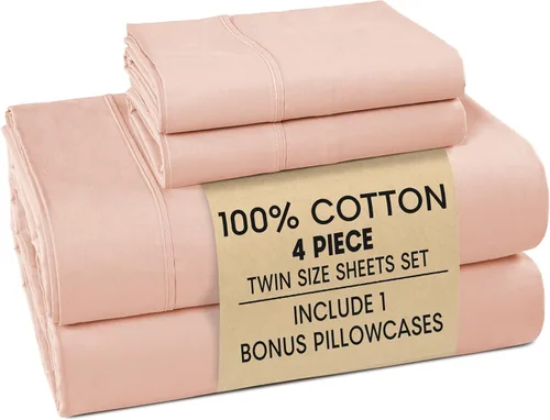 Vista 18 de Casa Platino Juego de sábanas Twin – Sábanas Twin 100% algodón con 2 fundas de almohada, sensación ligera y ajuste seguro, tejido percal crujiente