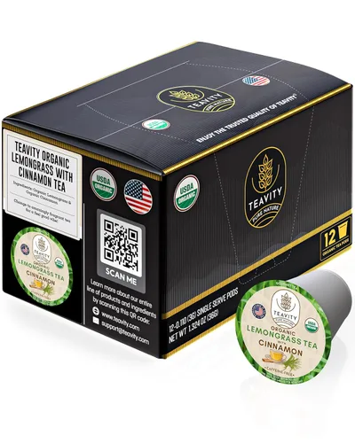 Vista 73 de Teavity - Cápsulas de té orgánico de manzanilla para Keurig - Cápsulas de té descafeinado - Manzanilla agradable (36 cápsulas de té)