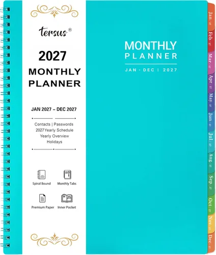 Agenda mensual 2026 – enero 2026 – diciembre 2026, calendario de 12 meses 2026, 9 x 11 pulgadas, pestañas mensuales coloridas, adecuado para la