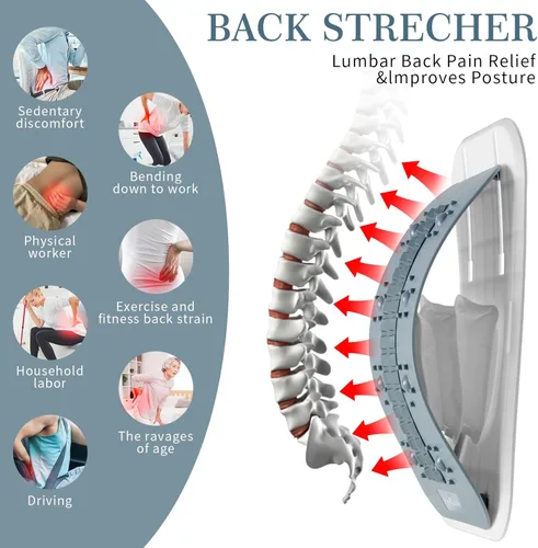 Vista 6 de Camilla de espalda para aliviar el dolor de espalda baja, tablero de apoyo lumbar regulado inflable, galleta ergonómica de espalda con puntos