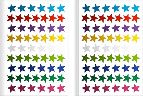 Vista 9 de 1080 UNIDADES de calcomanías de estrella doradas, calcomanías de estrella pequeñas, 20 hojas de calcomanías de estrella metálicas de aluminio