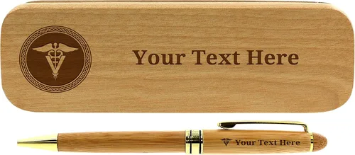 Regalos veterinarios personalizados Veterinario Pen Set Personalizado Grabado de madera de bambú regalo pluma caja Set