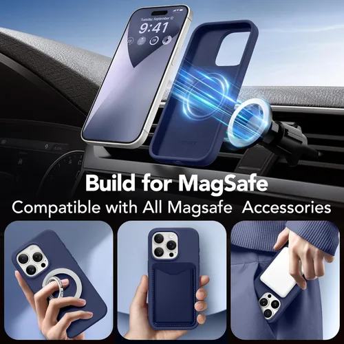 Vista 500 de GONEZ Funda magnética para iPhone 14, compatible con Magsafe, con protector de pantalla + protector de cámara, forro de microfibra antiarañazos