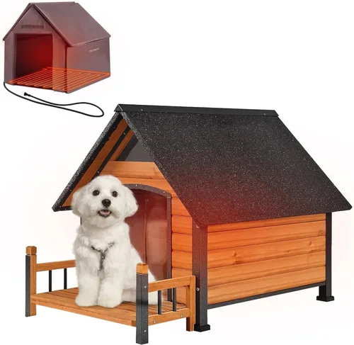 Vista 10 de Casa para perros al aire libre, refugio impermeable para cachorros, casa para perros de interior con piso elevado, diseño antimordeduras, hogar