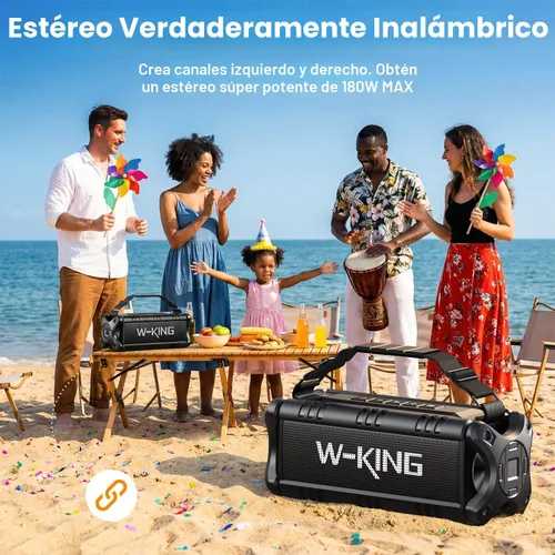 Vista 4 de W-KING - Altavoz Bluetooth, potente altavoz Bluetooth de 50 W, resistente al agua, gran altavoz portátil para exteriores inalámbrico para graves