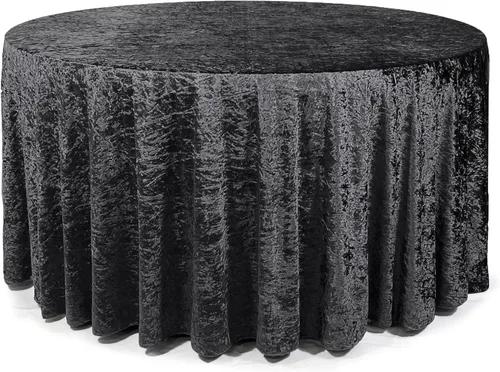 YOUR CHAIR COVERS - Mantel redondo de terciopelo aplastado de 120 pulgadas para mesas redondas de 5 pies - Negro