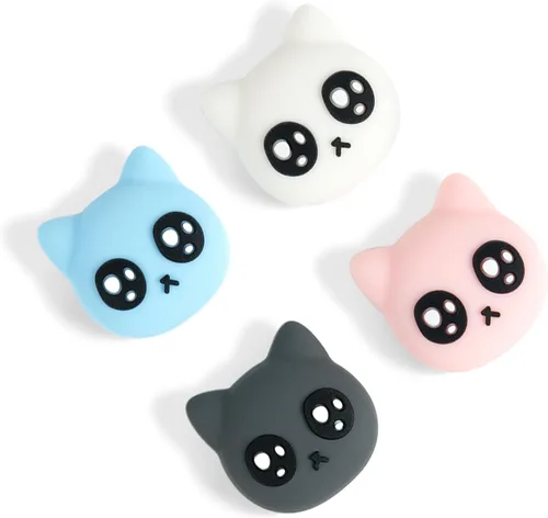 GeekShare Tapas de agarre de pulgar para interruptor, 4 tapas de silicona con forma de gato, cubierta suave para palanca de pulgar compatible con