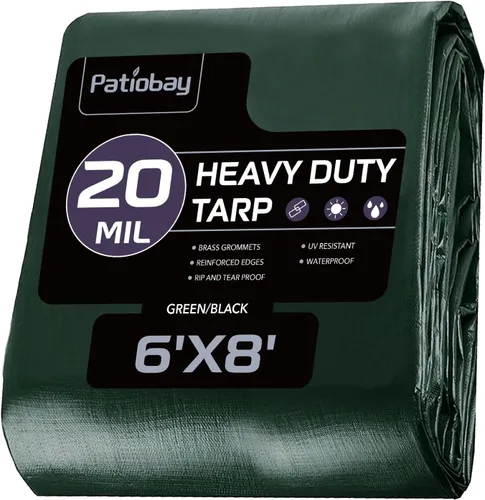 Vista 39 de Lona grande de 8x10 pies, 16 mil de alta resistencia impermeable con ojales cada 23.6", plástico grueso de 420D, resistente a los rayos UV, a