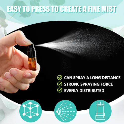 Vista 5 de Zhehao 25 mini botellas de spray de 0.1 fl oz botellas de perfume de vidrio transparente recargables de niebla fina atomizador de perfume portátil