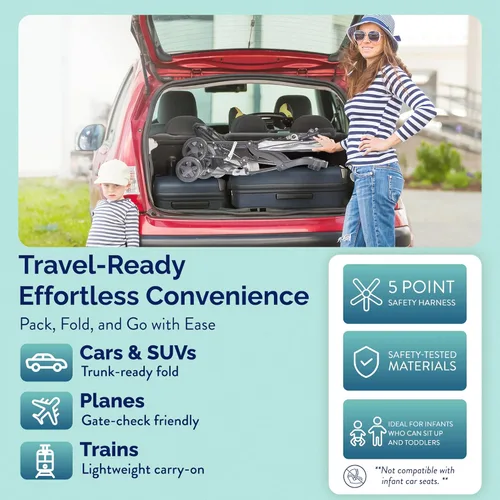 Vista 11 de Kolcraft Nube Plus Asiento ligero carriola con sistema de seguridad de 5 y multi-positon reclinable, Slate