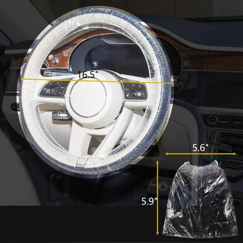 Vista 2 de Lawei Sef - Juego de 400 fundas desechables para volante y selector de marchas, fundas universales de plástico transparente para volante