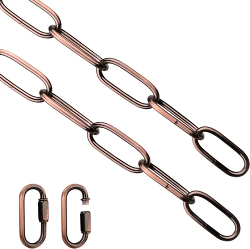 Vista 13 de Helunsi Cadena de iluminación, cadena de lámpara de bronce de 6 pies, extensión de cadena de araña de metal con bloqueo de enlace de conexión