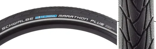 Schwalbe - Neumático para bicicleta Marathon Plus Ebike y MTB Wire Clincher | 700 x 25 | Línea de rendimiento | Negro/Reflectante