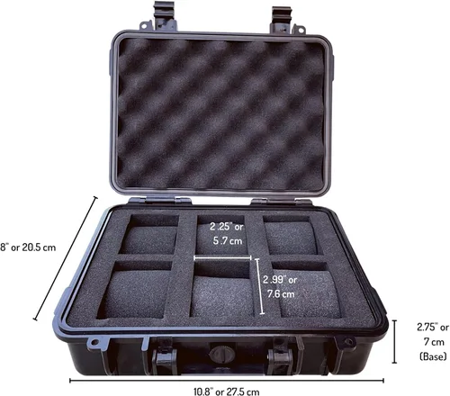 Vista 2 de ModernGen Caja de viaje precortada para reloj de 6 ranuras, resistente a los impactos, resistente al agua